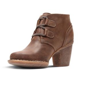 Clarks Carleta Lyon Lace Up Booties Brown Nubuck
